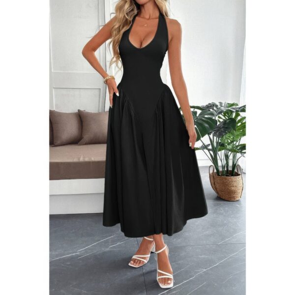 Halter Midi Sundress with Hidden Back Zipper