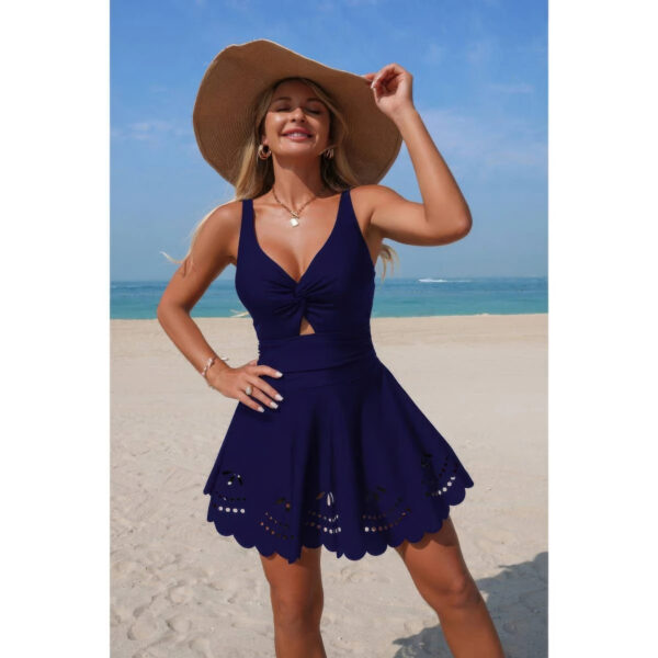 Crossover V-Neck One-Piece Swimsuit with Cutouts