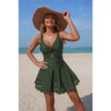 Crossover V-Neck One-Piece Swimsuit with Cutouts