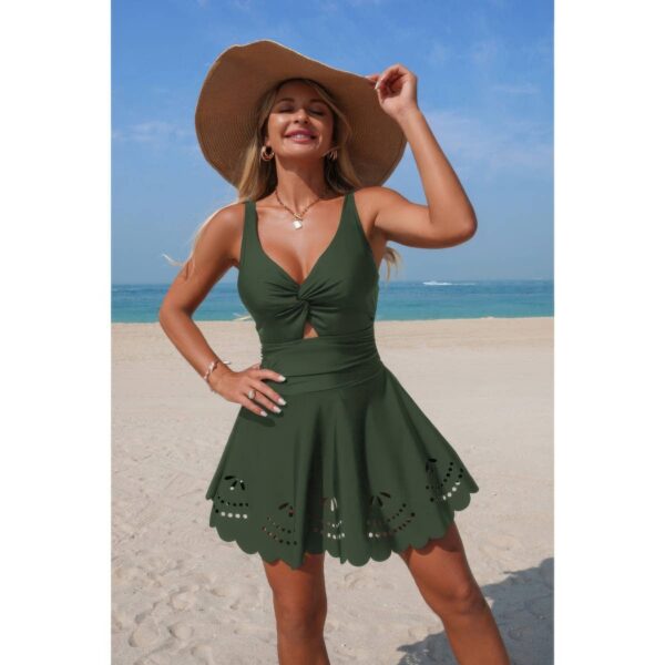 Crossover V-Neck One-Piece Swimsuit with Cutouts