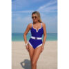 Colorblock One-Piece Swimsuit with Metal Buckle Belt
