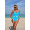 Colorblock One-Piece Swimsuit with Metal Buckle Belt
