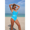 Colorblock One-Piece Swimsuit with Metal Buckle Belt