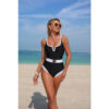 Colorblock One-Piece Swimsuit with Metal Buckle Belt
