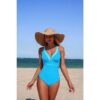 One-Piece Color Block V-Neck Swimsuit - Quick-Dry