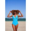 One-Piece Color Block V-Neck Swimsuit - Quick-Dry