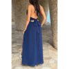 Halter V-Neck Bow-Tie Maxi Dress with High Slit