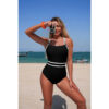 Colorblock One-Piece Swimsuit with Cross-Back Straps