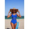 Mesh Cross-Front One-Piece Tummy Control Swimsuit