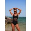 Mesh Cross-Front One-Piece Tummy Control Swimsuit