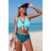 Two-Piece Tie-Knot Contrast High-Waist Bikini