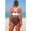 Two-Piece Tie-Knot Contrast High-Waist Bikini