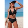 Two-Piece Tie-Knot Contrast High-Waist Bikini