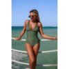 V-Neck Ruched One-Piece Swimsuit with Cross Back