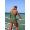 V-Neck Ruched One-Piece Swimsuit with Cross Back