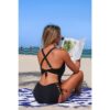 Cowl-Neck Deep V Two-Piece Bikini with Cross Sides