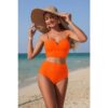 High-Waist Pleated Two-Piece Bikini with Adjustable Straps