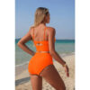 High-Waist Pleated Two-Piece Bikini with Adjustable Straps