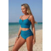 High-Waist Pleated Two-Piece Bikini with Adjustable Straps