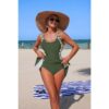 Patchwork Tie-Up One-Piece Stretch Swimsuit