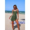 Patchwork Tie-Up One-Piece Stretch Swimsuit