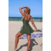 Patchwork Tie-Up One-Piece Stretch Swimsuit