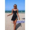 Patchwork Tie-Up One-Piece Stretch Swimsuit