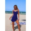Patchwork Tie-Up One-Piece Stretch Swimsuit