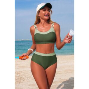 Colorblock Two-Piece Bikini with Back Knot