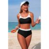 Colorblock Two-Piece Bikini with Back Knot