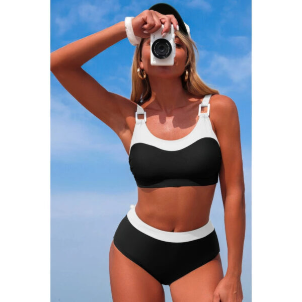 Colorblock Two-Piece Bikini with Back Knot