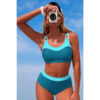Colorblock Two-Piece Bikini with Back Knot