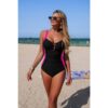 Patchwork V-Neck Hollow-Out Tie One-Piece Swimsuit