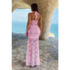 Hater Halter Lace Draped Ruched Bodycon Dress
