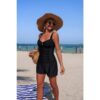 Two-Piece Pleated Sling Swimsuit with Pocket Detail