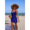 Two-Piece Pleated Sling Swimsuit with Pocket Detail