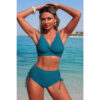 High-Waisted V-Neck Two-Piece Bikini with Cross-Side Detail