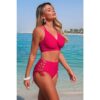 High-Waisted V-Neck Two-Piece Bikini with Cross-Side Detail