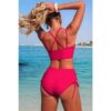High-Waisted V-Neck Two-Piece Bikini with Cross-Side Detail