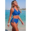 High-Waisted V-Neck Two-Piece Bikini with Cross-Side Detail