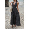 Vintage Polka Dot Halter Maxi Dress - Lightweight Stretch