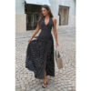 Vintage Polka Dot Halter Maxi Dress - Lightweight Stretch
