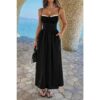 Contrast Lace Spaghetti-Strap Maxi Dress