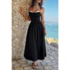 Contrast Lace Spaghetti-Strap Maxi Dress