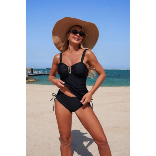 Padded Drawstring Tankini Two-Piece Swim Set