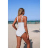 V-Neck One-Piece Swimsuit with Serrated Trim