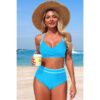 High-Waisted Cross-Front Bikini with Contrast Trim
