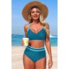 High-Waisted Cross-Front Bikini with Contrast Trim
