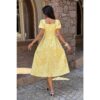 Square Neck Puff-Sleeve Midi Dress - Solid