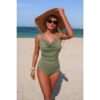 One-Piece V-Neck Swimsuit with Ruched Tummy Control